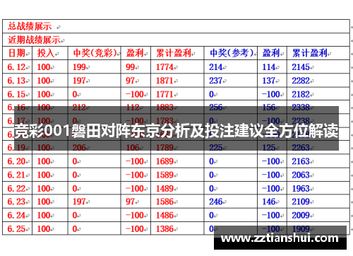 竞彩001磐田对阵东京分析及投注建议全方位解读